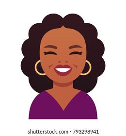 Beverly Hills, California, USA - January 14, 2018. Oprah Winfrey, Celebrity American TV Host. Cartoon Style Caricature Portrait, Flat Vector Illustration.