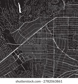 Beverly Hills California Vector Map, Detailed City Street Map Black and White Minimalist Line Art