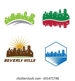 Beverly Hills City Skyline Landscape Tour Silhouette Logo