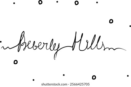 Beverly Hills. City in the USA. One line drawing doodle hand drawn. Vector object illustration, minimalism hand drawn sketch design modern 