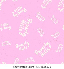 Beverly Hills. Retro pattern for print design. Cartoon vector illustration. Seamless pattern design. Hand drawn calligraphy lettering vector illustration.