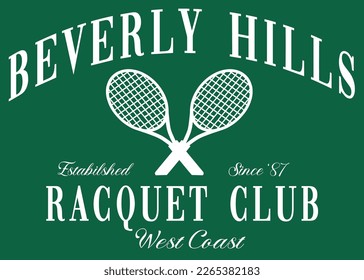 Beverly Hills Tennis Racquet Graphic Club Diseño de camisetas