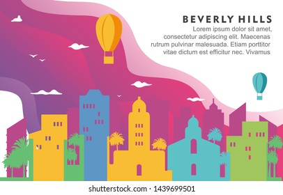 Beverly Hills Washington City Building Cityscape Skyline Dynamic Background Illustration