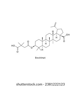 Bevirimat flat skeletal molecular structure Maturation Inhibitor antiviral drug used in HIV treatment. Vector illustration scientific diagram.