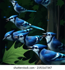 A bevy of beautiful blue jays