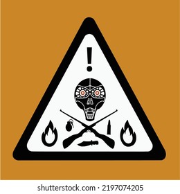 Beware of AI robot icon Illustration vector, Caution sign