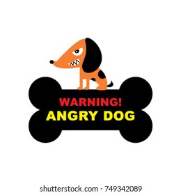 beware of angry dog signage vector