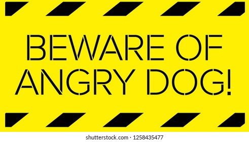 Beware of angry dog Warning sign simple colours