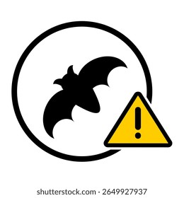 Beware of bat vector illustration. Attention for wild animal and hazardous animal for human. Animal symbol vector