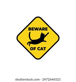 Beware of cat caution symbol yellow sign illustration