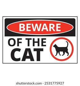 Cuidado con el signo del gato sobre un fondo blanco