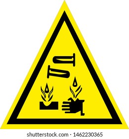 Beware Corrosive Substance Symbol ,Vector Illustration