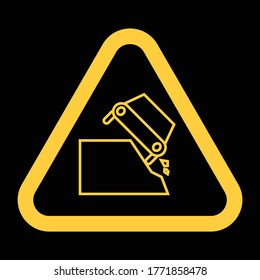 Beware of deep cliff warning symbol on black background, warning icon, vector illustration