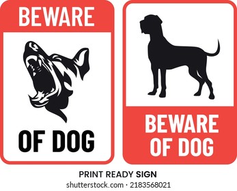 Beware of dog, caution print ready sign vector