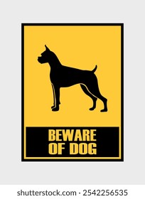 Cuidado con el perro. Ilustración vectorial aislada dibujada a mano sobre fondo blanco