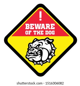 beware of the dog sign with angry bull dog head