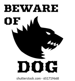 Beware of dog sign. Angry dog. Silhouette of a snarling dog. Vector flat illustration. Direwolf