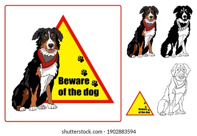 Beware of dog sign. Guard dog. Caution. Vector illustration.