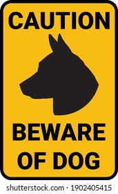 Beware of dog sign on a white background, vector illustration