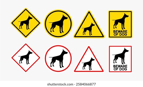 Beware of Dog sign. Dog warning sign. Dangerous dog symbol.