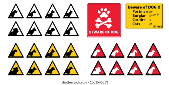 Beware of the dog Vector icon icons sign signs fun funny bite love Stop signs No Ban do not enter danger warning attention caution no entry oops hush paws death skul Animals Animal