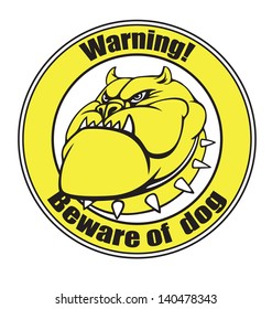 Beware of dog     Vector illustration of an angry bulldog head.