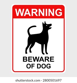 Beware of dog warning sign. Flat vector illustration