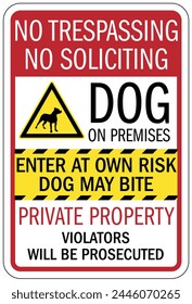 Beware of dog warning sign and labels
