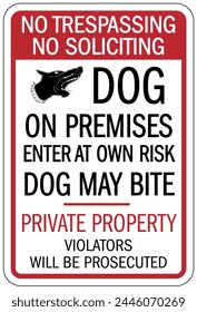 Beware of dog warning sign and labels