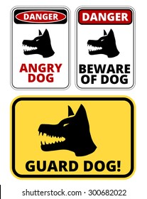 Beware of dog warning sign. Vector EPS8 set