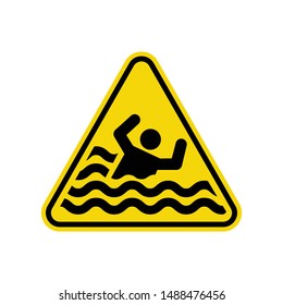 Beware Of Drowning Sign Isolated On White Background. Triangle Warning Symbol Simple, Flat Vector, Icon You Can Use Your Website Design, Mobile App Or Industrial Design. Vector Illustration