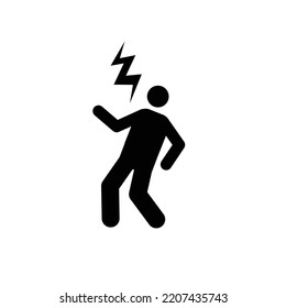 Beware of electric shock warning sign character electrocuted symbol pictogram vector.
