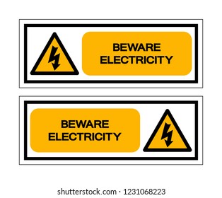 Beware Electricity Symbol Sign ,Vector Illustration, Isolate On White Background Label .EPS10