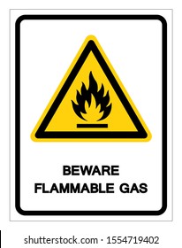 Beware Flammable Gas Symbol, Vector Illustration, Isolate On White Background Label. EPS10