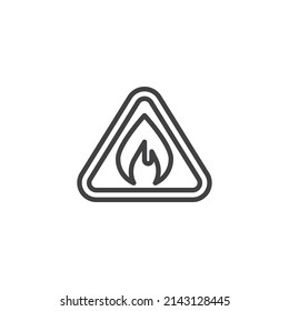 Beware flammable line icon. linear style sign for mobile concept and web design. Warning sign with fire flame outline vector icon. Symbol, logo illustration. Vector graphics