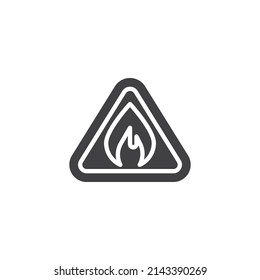 Cuidado con el icono de vector inflamable. signo plano relleno para concepto móvil y diseño web. Signo de advertencia con el icono de glifo de llama de fuego. Símbolo, ilustración del logotipo. Gráficos vectoriales
