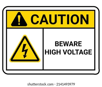 BEWARE HOHE VOLTATION, Square Sign, weißer Hintergrund