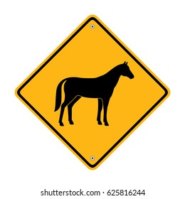 Beware of horse sign. Road sign. Symbol, illustration