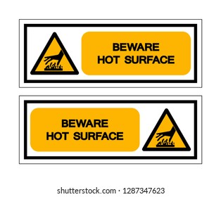 Beware Hot Surface Symbol Sign,Vector Illustration, Isolated On White Background Label. EPS10