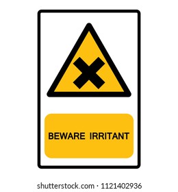Beware Irritant Symbol Yellow Sign,Vector Illustration, Isolate On White Background Icon. EPS10