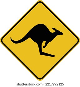 beware Kangaroo sign on traffic label. kangaroo sign. flat style.