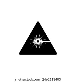 Vorsicht Laserstrahl, Warnstrahlung Strahl flach Vektorgrafik Symbol. Einfaches durchgezogenes Symbol auf weißem Hintergrund. Vorsicht Laserstrahl, Strahlungsstrahl-Zeichen-Design-Vorlage für Web und mobiles UI-Element