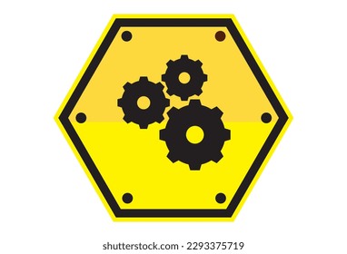 Beware Moving Machinery, Danger Sign for Moving Machinery, This sign is typically a red circle with a black silhouette of a machine in motion in the center, t is often used in workplaces.