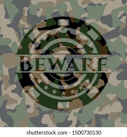Beware on camo texture. Vector Illustration. Detailed.