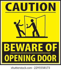 Beware of opening door warning sign vector eps