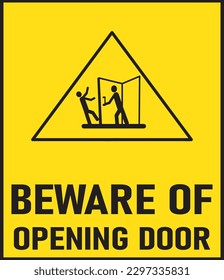 Beware of opening door warning sign vector , industrial warning sign vector
