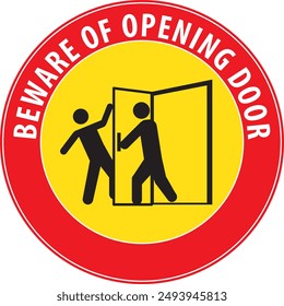 Beware of opening door warning sign notice vector
