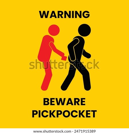 Beware of pickpocket sign symbol