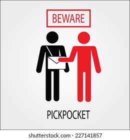 beware pickpocket sign,pickpocket icon