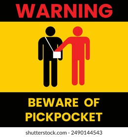 Beware of pickpockets awareness symbol vector